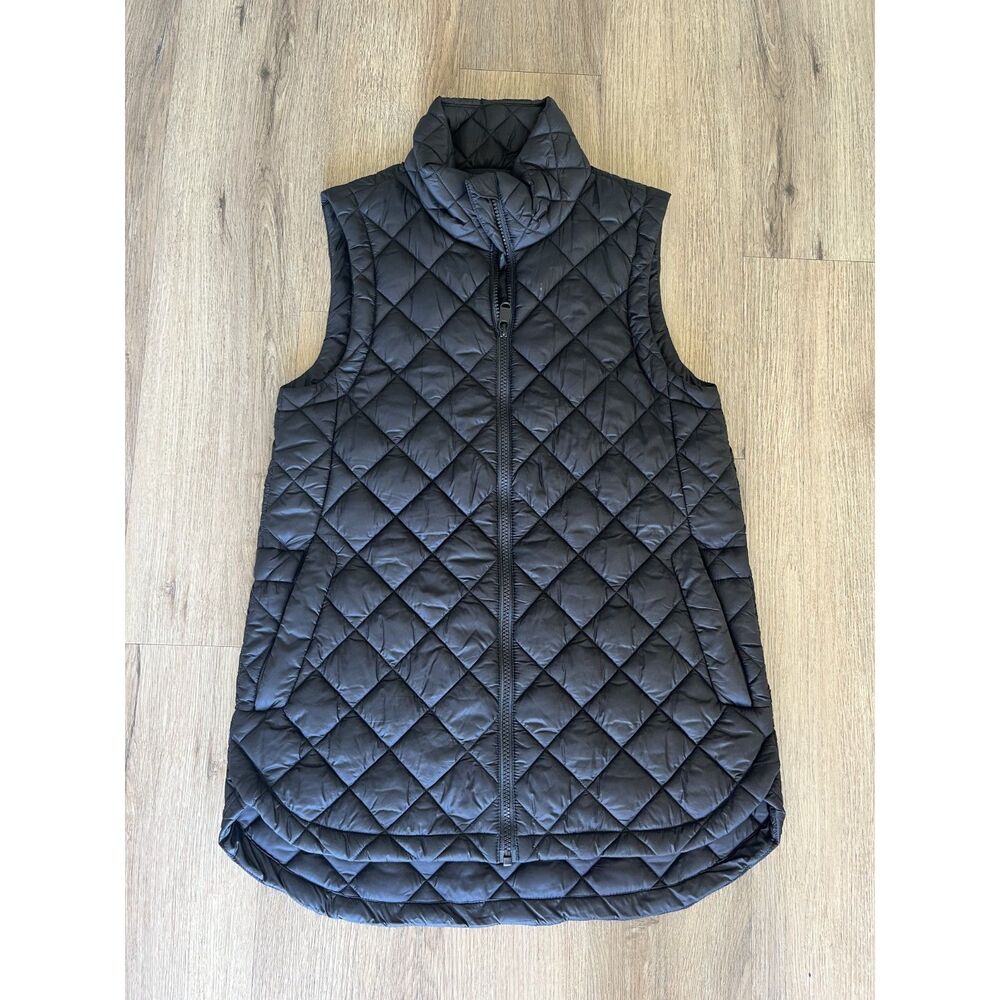 Athleta Whisper Featherless Puffer Quilted Full Zip Vest Black Size XS